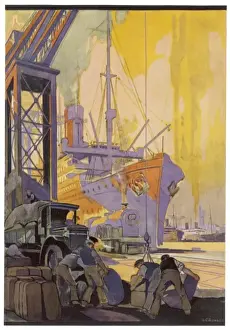 Transport History Photos Drucke: Liner in Harbour