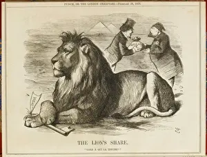 Drucke von Die größte Anteilung Benjamin Disraeli kauft die Aktien des Sues-Kanals, um den Sicherheitszustand der Passage nach Indien zu gewährleisten Benjamin Disraeli Drucke: Die Löwenanteil Disraeli