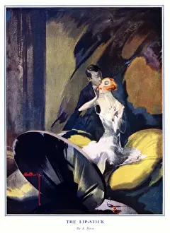 Romantic Evening Scene Drucke: The Lipstick by A. Davis