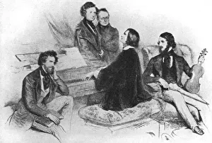 Franz Liszt mit Hector Berlioz usw