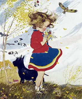 Kleine Mädchen mit Schmetterling von Muriel Dawson