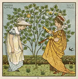 Vintage Nursery Rhymes Drucke: Little Nut Tree (Crane)