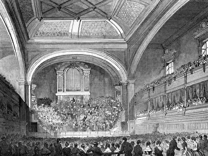 Musikfestival Drucke: Innenraum des Liverpool-Philharmonischen Halls, 1849