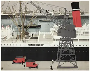 Vintage Dock Scene Drucke: Loading mails at the docks in London