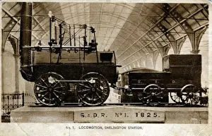 Grafschaft Durham Drucke: Bewegung am Bahnhof von Darlington - Stockton und Darlington Eisenbahn