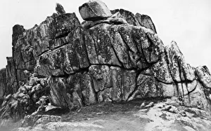 Drucke von Der Logan-Rock von Treen im Kornwall - ein röckendes oder Logenstein. Dieser riesige Beispiele wiegt etwa 80 bzw. 90 Tonnen. Datum: Ende des 19.Jh.Zeitabschnitt Treen Drucke: Logan Fels von Treen im Kornwald