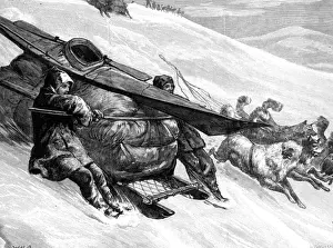 Arctic Expedition History Drucke: De Long / Sledging Downhil
