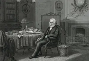Henry Wadsworth Longfellow Drucke: Longfellow in his study