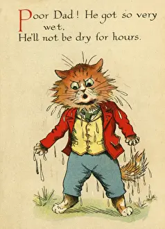 Louis Wain Cat Art Drucke: Louis Wain, Daddy Cat - wet