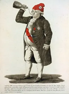 French Revolution Drucke: Louis XVI, avoit mis le Bonnet rouge, il avoit crie vive la