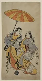 Antique Japanese Prints Online Drucke: Two lovers under an umbrella