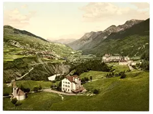 Lower Engadine Switzerland Drucke: Lower Engadine, Vulpera, general view, Grisons, Switzerland