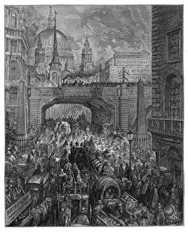 St Pauls Cathedral Images Drucke: Ludgate Hill / 1870