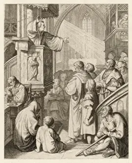 Martin Luther Drucke: Luther im Predigtstuhl