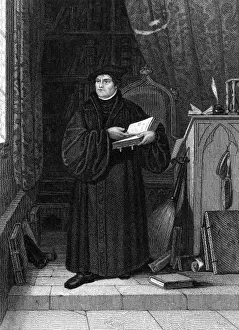 Protestant Reformation Images Drucke: Luther in his Study