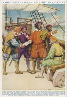 Historical Sailing Vessels Drucke: Magellan and his Crew