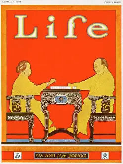Drucke von Papa und Mama spielen Mäh-jongg China Drucke: Mahjong