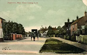 Drucke von Hauptstraße in Appledore bei Burlescombe im Devon in England; Ausstellung von Pferd und Kutschen Datum: 1920 Burlescombe Drucke: Hauptstraße, Appledore, Devon