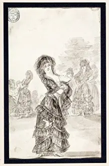 Spanish Historical Art Drucke: Majas taking a walk