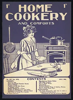 Drucke von Eine junge Frau schneidet den überschüssigen Teig von einem Muffin ab, bevor sie es backt Küche Drucke: Herstellen eines Pies, 1912