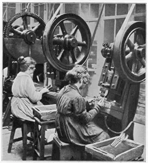 Historical Factory Images Drucke: Making Table Forks 1926