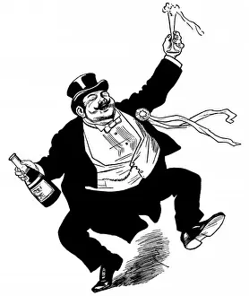 Top Hat Illustration Drucke: A Man Drinking