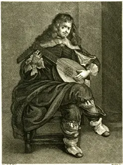 Men Playing Musical Instruments Drucke: Man playing the lute