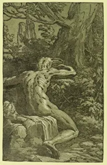 Chiaroscuro Art Drucke: Man seated, seen from behind