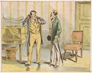 19th Century Technology Drucke: Man Using Early Phone