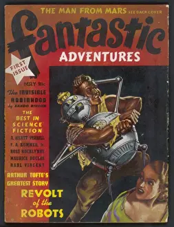 Science Fiction Art Drucke: Man versus robot in Revolt of the Robots