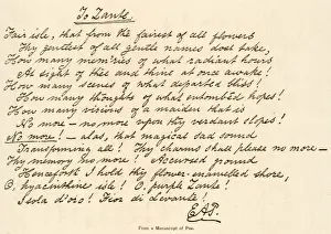 Drucke von Ein Beispiel für die Handschrift von Edgar Allan Poe Edgar Allan Poe Drucke: Manuskript von E.A.Poe