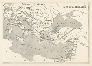 Map Of The Holy Land Drucke: Map of the Crusades