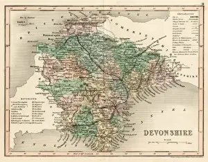 Historical Maps Of England Drucke: MAP / DEVON C1857