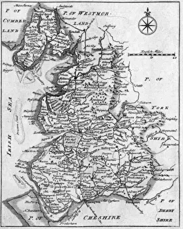 Vintage English County Maps Drucke: Map of Lancashire
