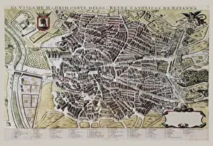 Spanish History Images Drucke: Map of Madrid by F
