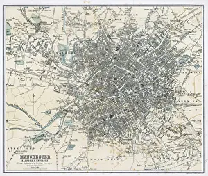 Manchester Drucke: Karte / Manchester 1878