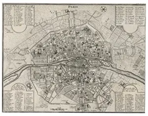 Frankreich Drucke: Karte/Paris 18C