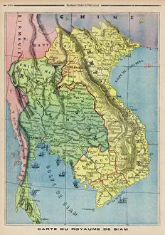 Drucke von Karte der Königreichs Siams, jetzt Thailand Türkei Drucke: Karte von Siam/Thailand 1893