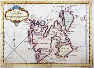Drucke von Karte von Spitzbergern, Svalbard, Norwegen Datum: 1758 Norwegen Drucke: Karte von Spitzbergern in Norwegen