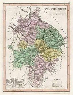Warwickshire Drucke: Karte/Warwickshire 1847