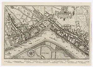 Historical Maps Of England Drucke: Map of Westminster, 1593