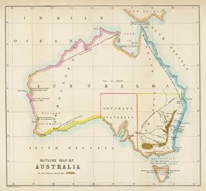 Geologisch Drucke: Karten / Australien 1850er Jahren