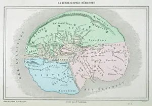 Griechenland Drucke: Karten Welt Herodotos