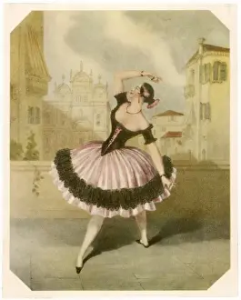 Drucke von Marie Guy Stephan ist eine Balletttänzerin aus Las Boleras de Cádiz Ballett Drucke: Maria Guglielmo Stephano / 1844