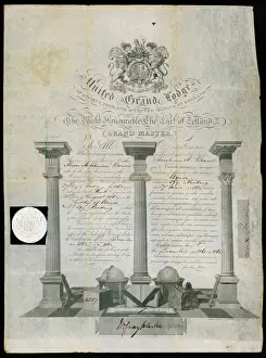 Drucke von Mitgliedszeugnis des UNITED GRAND LODGE von England Verwandte Bilder Drucke: Freimaurerzeugnis