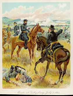 Drucke von Kampf von Gettysburg Der US-Generals George Meades Truppe schlägt die Konföderierten unter Robert E Schlacht Von Gettysburg Drucke: Gettisburger Mead