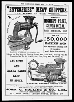 Drucke von Die Meat-Chopper des Unternehmens ist offensichtlich die beste im ganzen Welt Küche Drucke: Fleischkneter 1889