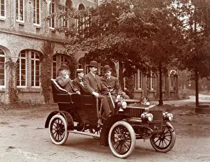 Vintage Automobile Drucke: Four men in a car