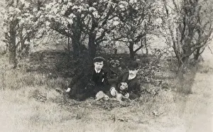 Terrier Dog Drucke: Two men under a tree with dog