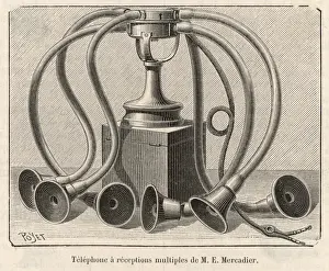 Early Telephone Technology Drucke: Mercadiers Multiphone